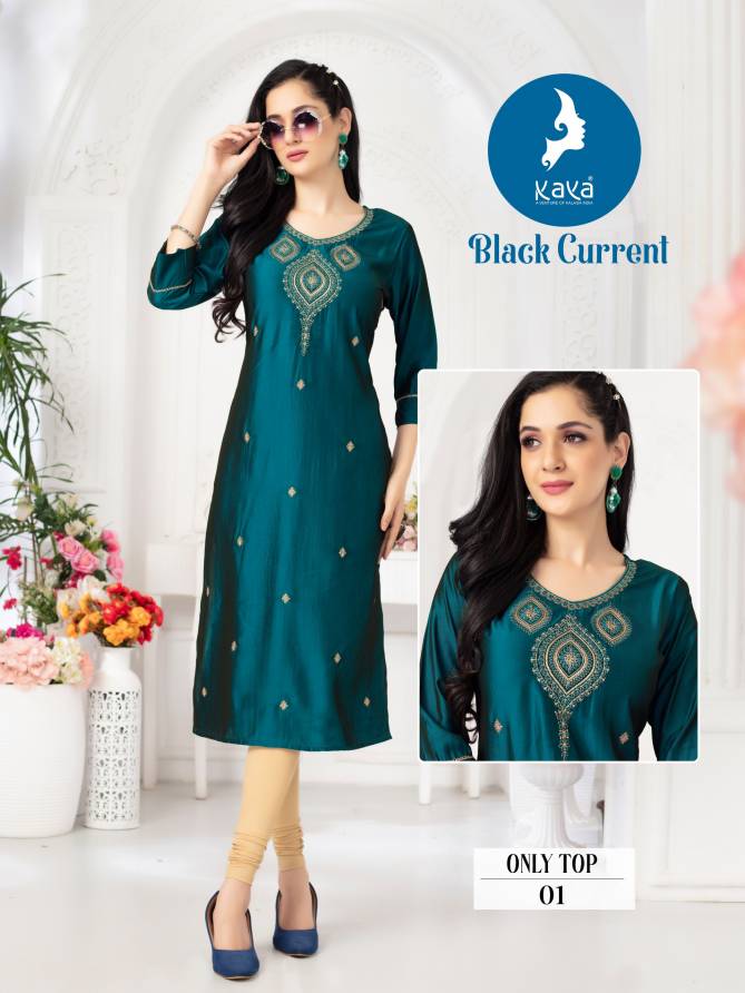 Black Current By Kaya Viscose Silk Kurti Wholesale Shop In Surat